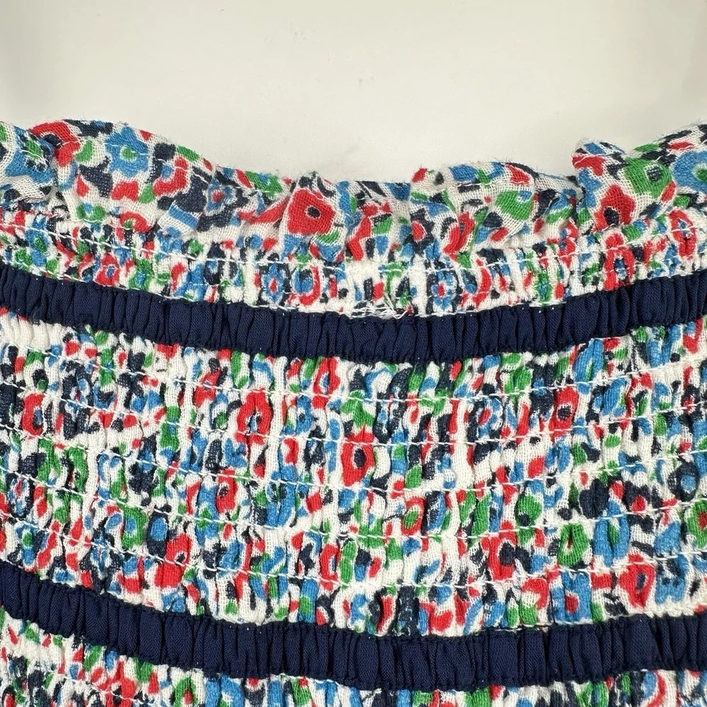 Free People NWT Bali Checked Out Gardenia Floral Romper LARGE‎ Smocked Pockets